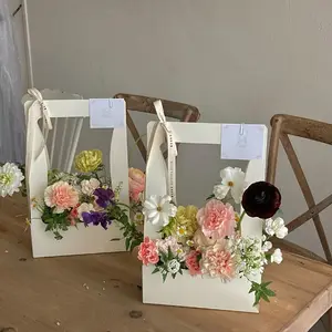 10pcs DIY Flower Art Activity Basket, Hand Flower Basket, Paper Christmas Tote Bag, Bouquet Packaging Bag, Flower Arrangement Supplies