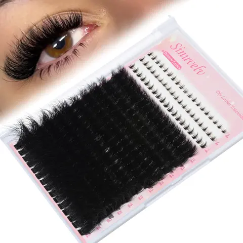 Plant-Based Eyelash Clusters Kit - D Curl Mixed Styles 12-25mm Fluffy, 165pcs Volume + 57pcs Bottom Lash Clusters, Gentle Lightweight for DIY Makeup (TikTok Shop, Instant Full Lash Volume)