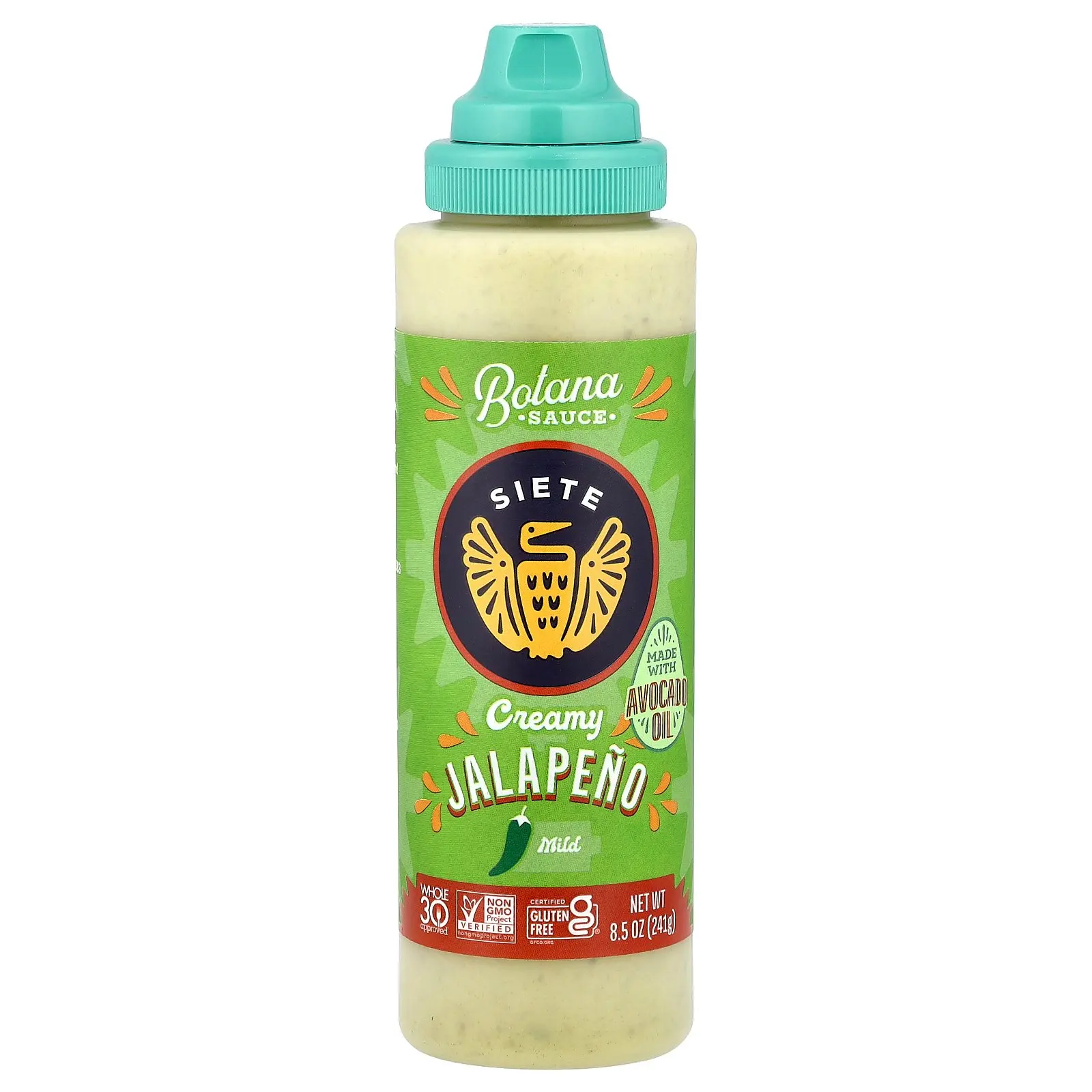 Siete Botana Sauce, Creamy Jalapeno, Mild, 8.5 oz (241 g)