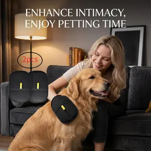 2 Pack Pet Hair Remover Gloves, Soft Massage Grooming Mitt for Shedding, Bathing & Cleaning