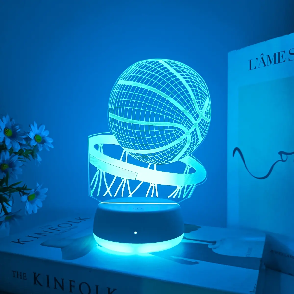 1pc Basketball 7-Color 3D Night Light Led Lighted, USB Powered Touch Switch Gradient Colors, Ideal Gift for Family & Friends, Decorative Lighting, Decorative Atmosphere Lamp, Led Decoration