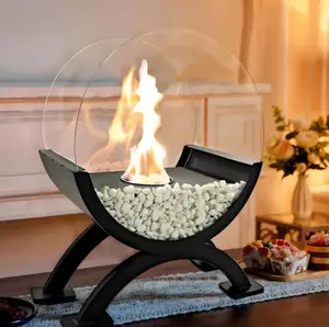 Round Glass 12.5' High Tabletop Fireplace