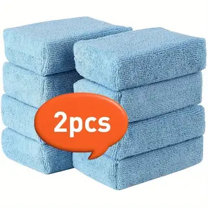 2pcs Microfiber Applicator Pads, Car Wash Sponge, Premium Microfiber Sponge and Cleaning Pads, Perfect for Effortless Wax, Sealant, and Conditioner Application