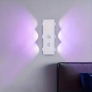 USB Rechargeable Smart Light, LED Wall-Mounted Night Light with Motion Sensor, RGB Gradient Ambient Lighting, Dimmable Indoor Lamp, Magnetic Step Light, Ideal for Entryways, Bedside Tables, Desks, and Closets
