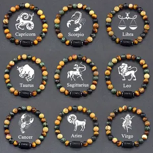 Unique Boho Stone Zodiac Sign Bracelet for Men and Women - Adjustable Cancer, Virgo, Leo, Libra Birthstone Jewelry - Perfect Friendship Gift, Fathers Day Present