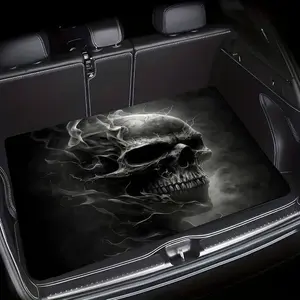 1 Piece Skull Smoke Design Car Trunk Mat - Suitable for Most Car Models, Durable Non-Slip Material, Splash and Stain Resistant, Fashionable Interior Accessory, Suitable for Daily Commuting and Home Use