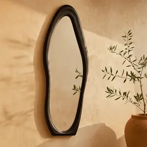 Wooden Abstract Wavy Room Wall Mirror 24" x 2" x 63"
