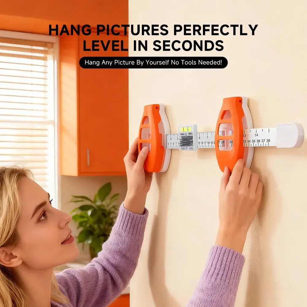 Professional Picture Hanging Tool with Level and Ruler - Multifunctional Picture Hanger & Frame Alignment Kit for Home Wall Decor, Easy to Use & Precise Placement