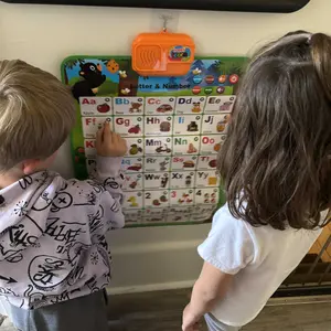 Talking Alphabet Poster for Toddlers, Interactive ABC & 123 Learning Chart with Music Songs, Letter Sounds, Word Spelling & Memory Game, Preschool Educational Wall Toy