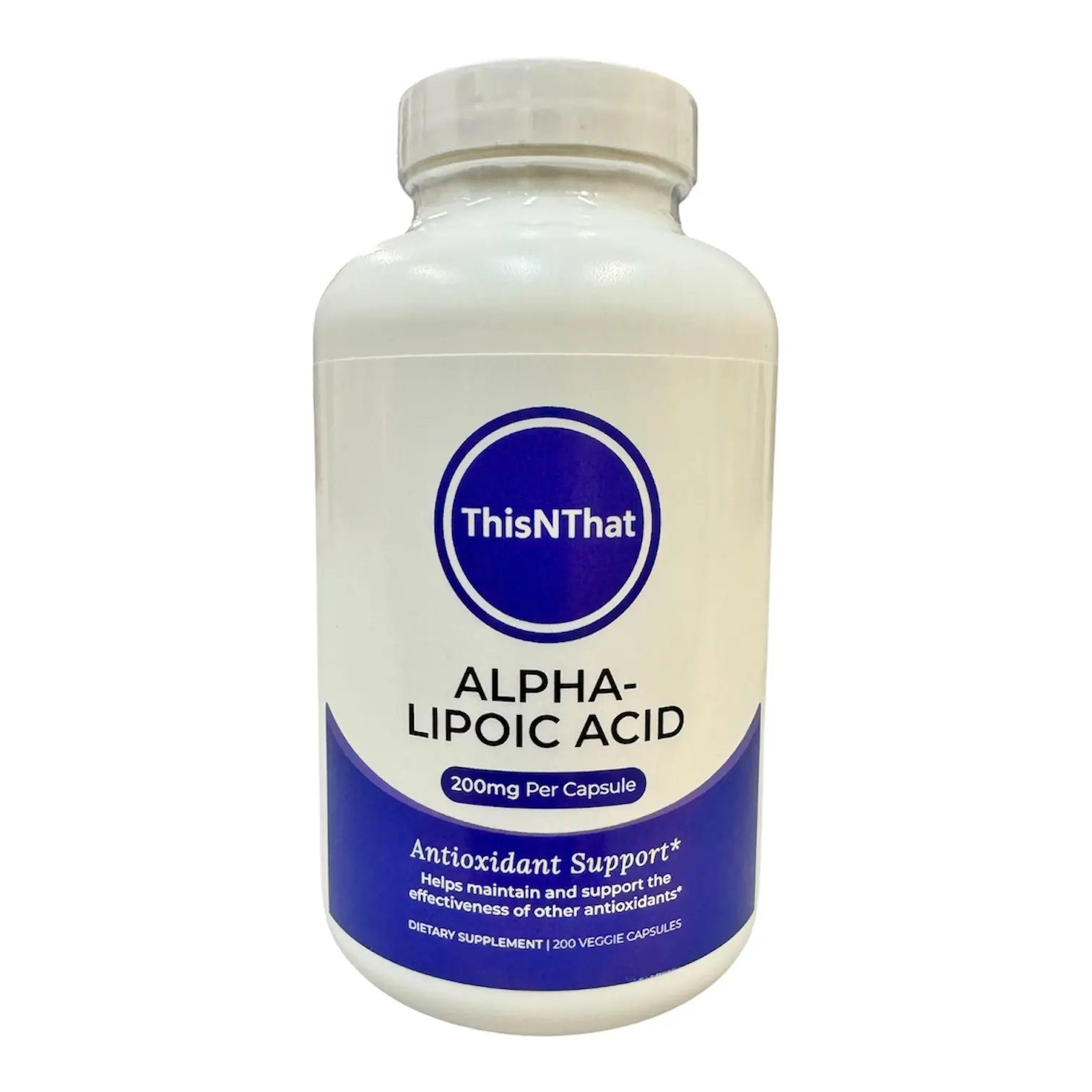 ThisNThat Alpha Lipoic Acid Vitamin Antioxidant Dietary Supplement, 200mg Veggie Capsules, 200 Count