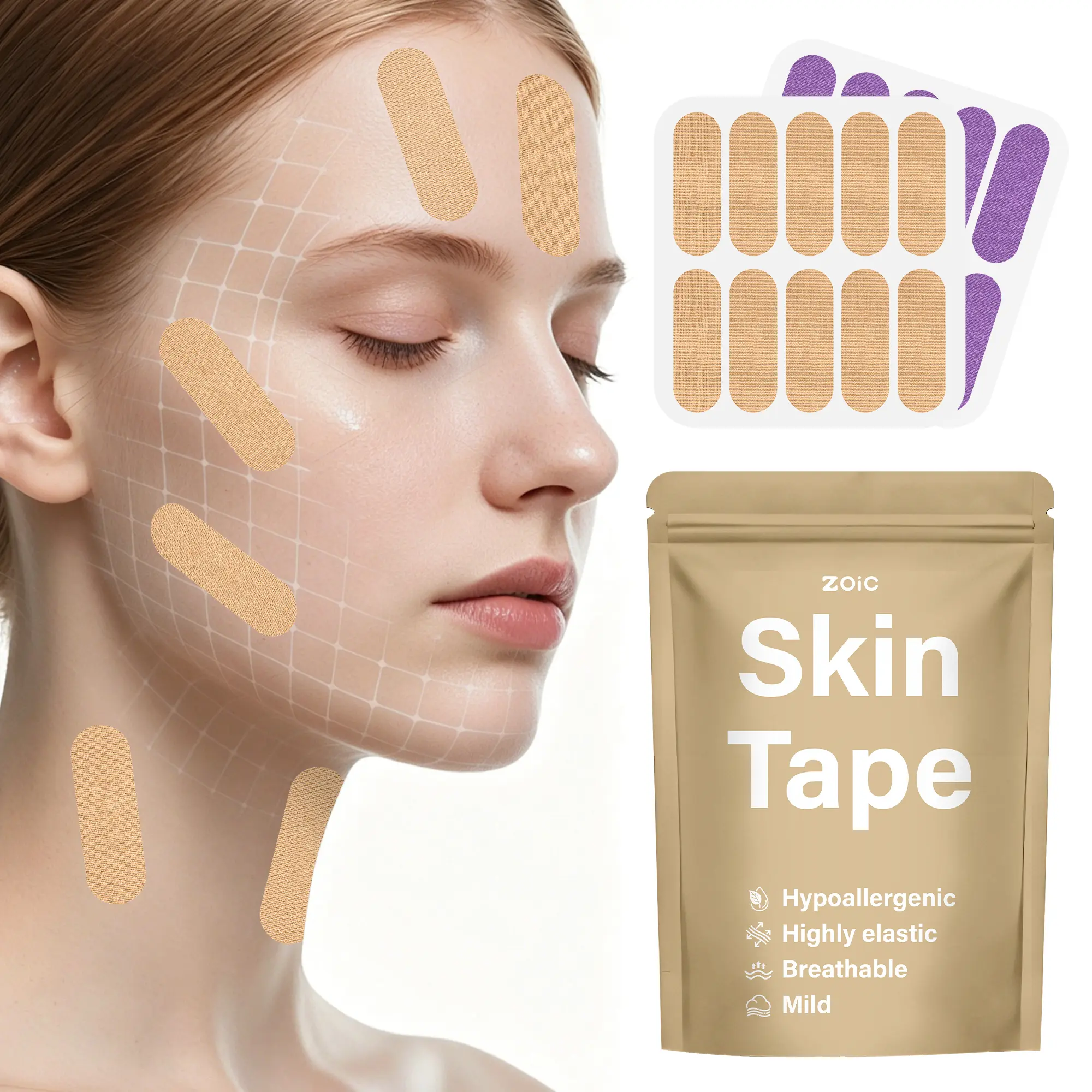 120pcs Wrinkle Tape—Facial tape specifically designed for the forehead, crow’s feet, and nasolabial folds—Overnight Anti-Wrinkle, hypoallergenic, skin-friendly, and latex-free