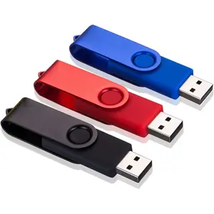32GB USB Flash Drives, USB Stick, Thumb Drive Rotated Design, Memory Stick with LED Light for External Storage and Backup Data, Jump Drive, 3 Pack 32GB (3 Colors: Black Red Blue)