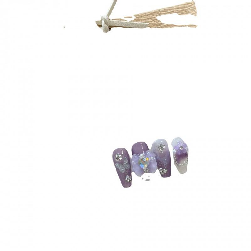 Purple Pure Nails style Manicure Nail Stickers with Glue for Cutics