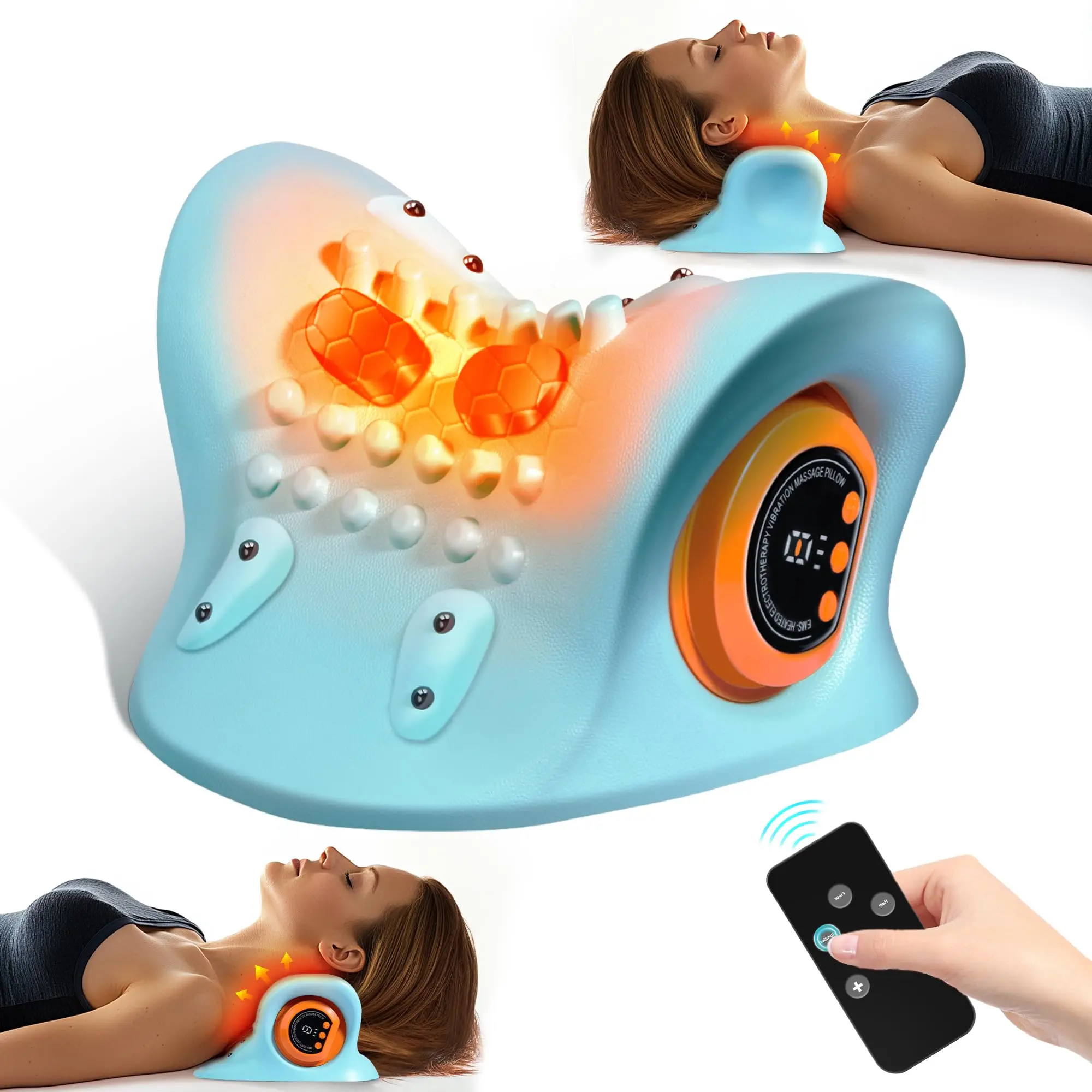 【Mother's Day Gift】Neck Shoulder Back Massager with Heat - Shiatsu Massager Adjustable Relaxing Gift Plug-in Comfort neck Acupressure Mat