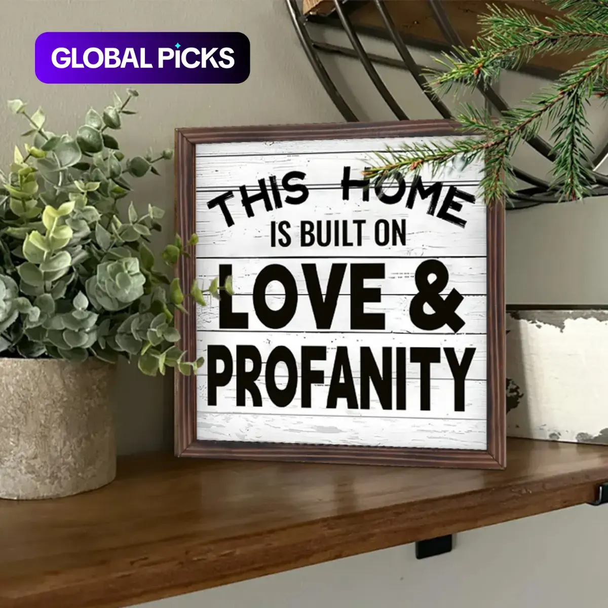 Funny 8x8-Inch Wooden Picture Frame, Photo Frame, Art Frame, Wall Frames, Framed Decor, Humorous Home Decor Gift Idea, Perfect for Living Room & Bedroom Walls, Unique Present for Loved Ones #GLOBAL PICKS