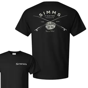 Simms Fishing Products T-Shirt, Vintage Fly Fishing Graphic Tee, Soft Cotton Blend Shirt, Outdoor Angler Apparel for Men & Women, Retro Fishing Rod & Reel Gift