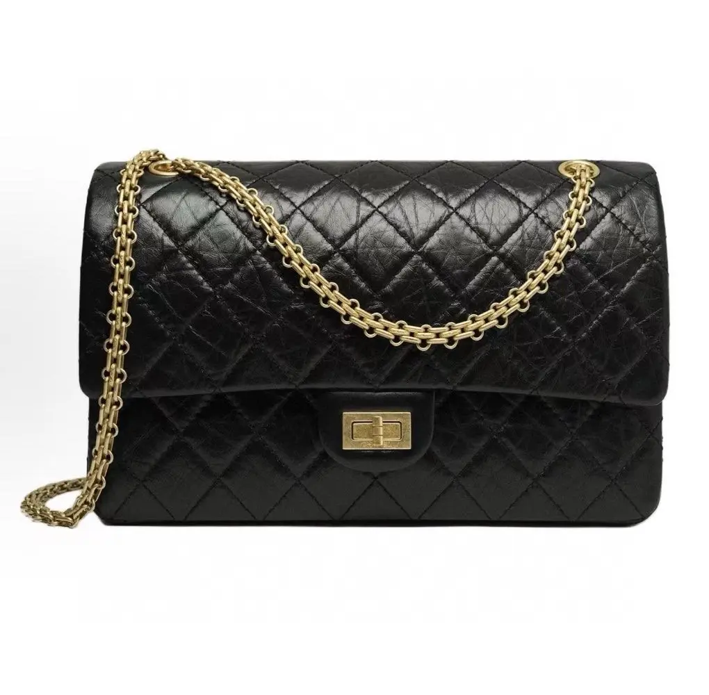 Pre-owned CHANEL Small 2.55 Handbag, Black Caviar Leather with Gold Tone Hardware(2603080)