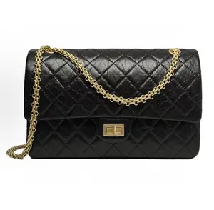 Pre-owned CHANEL Small 2.55 Handbag, Black Caviar Leather with Gold Tone Hardware