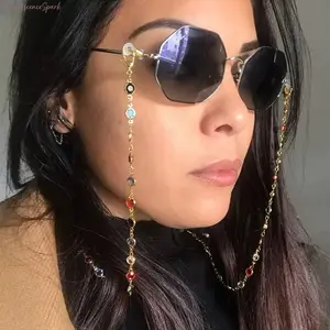 Boho Rhinestone Eyeglass Strap, Fashion Glasses Holder Chain. Exquisite bling decor with anti-slip function, great accessory for women and girls in daily life and travel.