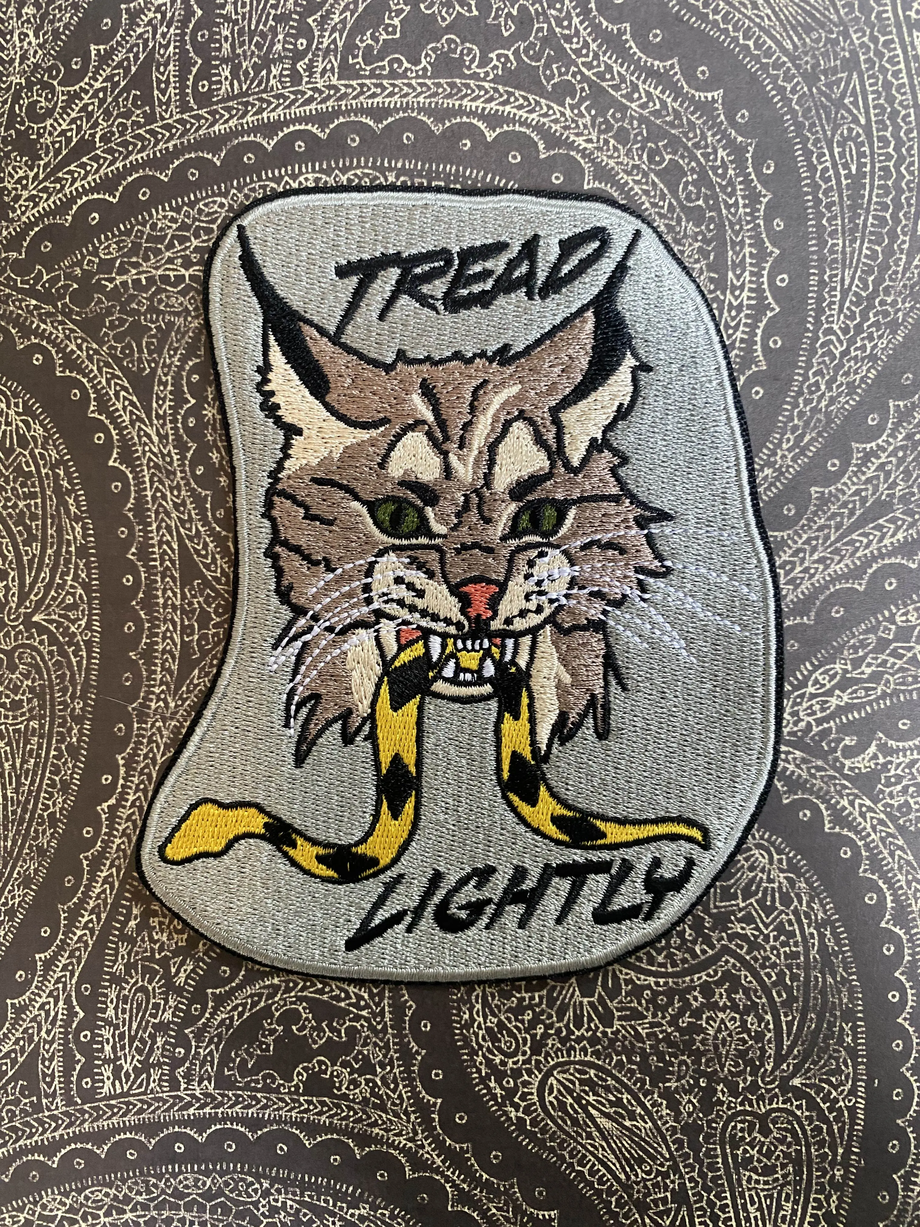 5" Bobcat Tread Lightly Embroidered Iron on Patch