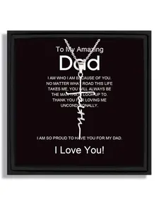 One piece Father's Day gift for dad cross letter necklace gift box with blessing card and box Necklace Initial