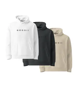 GOODII Unisex Essential Organic Hoodie - Fitted Long Sleeve Casual Minimalist Classic Autumn Medium Length Blank Pattern Eco-Friendly Hoodie