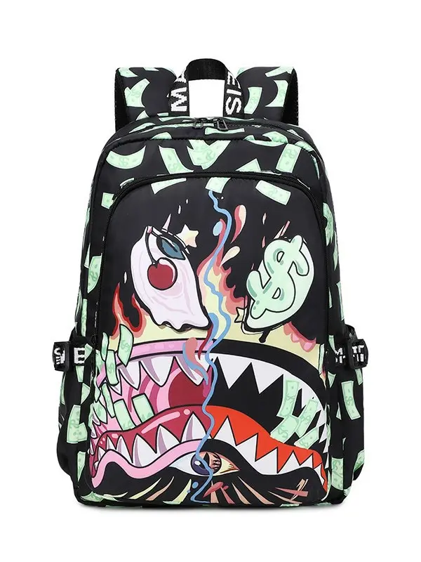 Sprayground Graffiti Shark Money PrintBackpack, Camo Street Hip Hop LargeCapacity School Bookbag Casual TravelLaptop Daypack for Teen Boys Girls Students