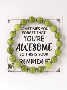 Natural Agate Heart Bracelet, Healing Encouragement Style, Inspirational Card Design, Best Friend Gift, Graduation Encouragement Jewelry