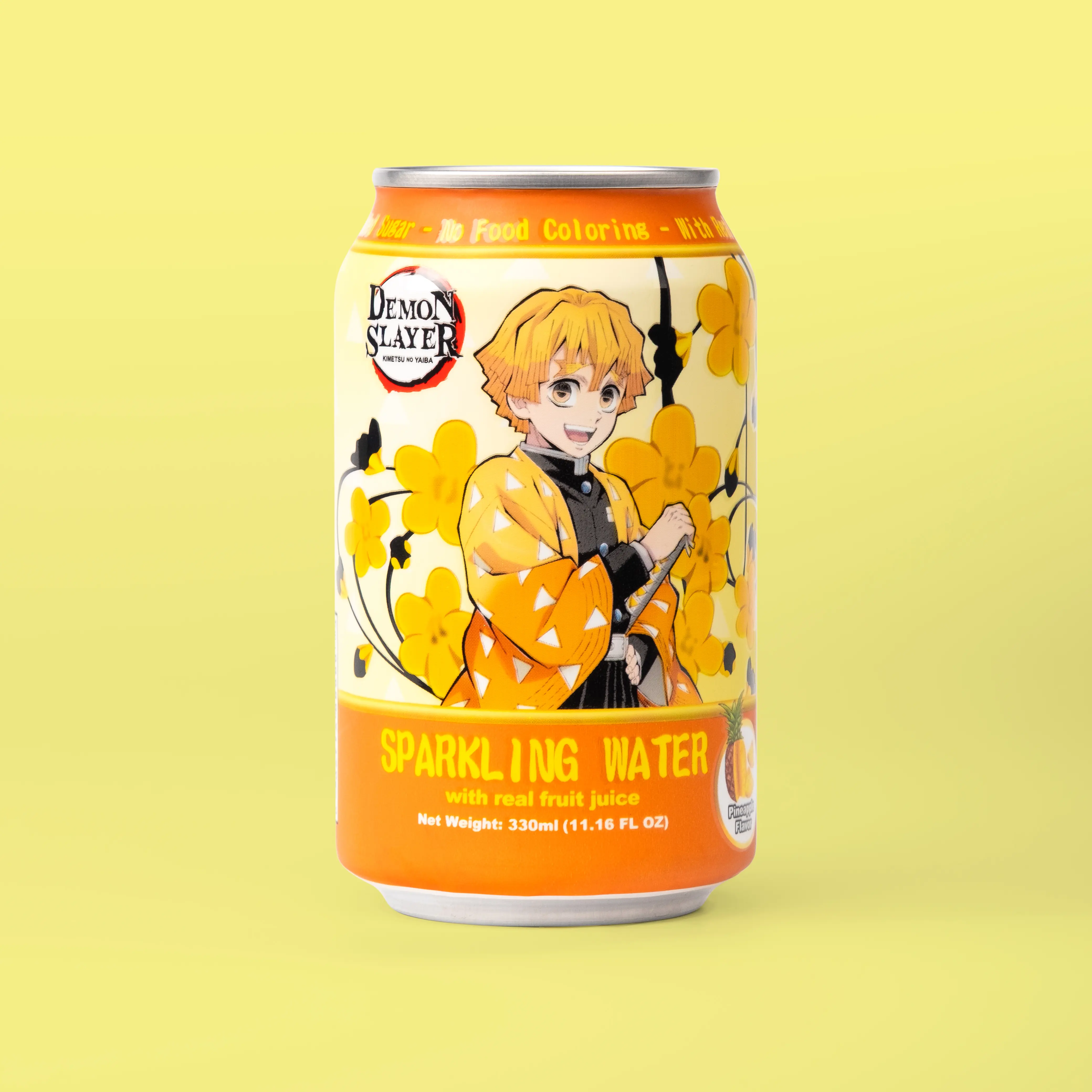 AnyYums Demon Slayer Sparkling Water with real juice 330ml - Pineapple Flavor