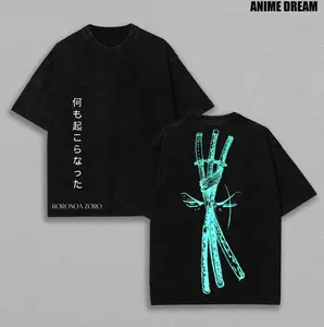 One Piece Washed Tee, Zoro Green Vintage Washed Tee Vintage Graphic 90s, Unisex Oversize Anime Manga Acid Washed Lightweight Cotton T-Shirt, Hoodies & Sweater Wash Gift For Anime Fan, Anime Lover