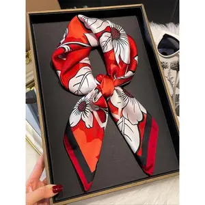 Floral Print Square Scarf, Boho Style Hair Scarf for Women & Girls, Fashion Accessories for Daily Wear, Trendy All-match & Exquisite Scarf for Birthday Gift