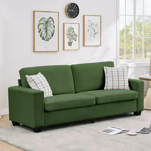 Garvee Modern Corduroy Loveseat Sofas for Living Room - Comfortable 83-84" Deep Seat with Wide Armrests, Upholstered Plush 3-Seater Couch, Removable Covers, Solid Wood Frame, Easy Assembly, Available in Green, Grey, and Red
