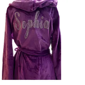 Personalized plush Rhinestone Robe
