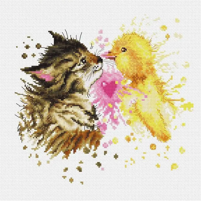 Kitten and Duckling Counted Cross-Stitch Kit by Luca-S B2301L