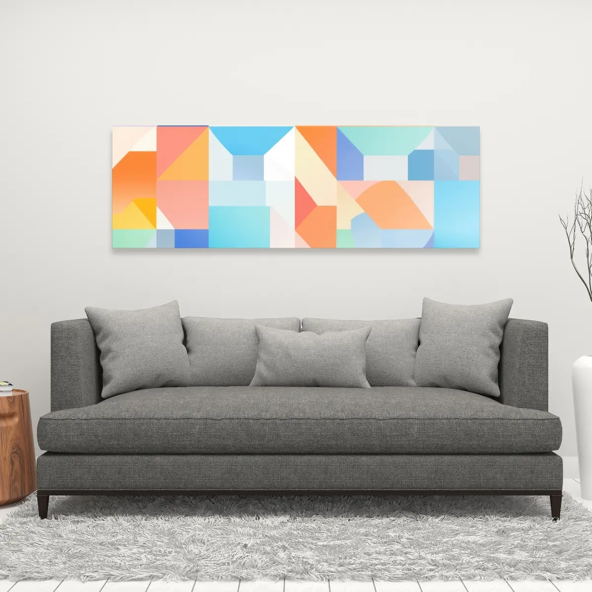 Pictorem C1RC1648Q8WASZ 16 x 48 in. Geometric Cadence - Red Canvas Wall Art for Home Decor