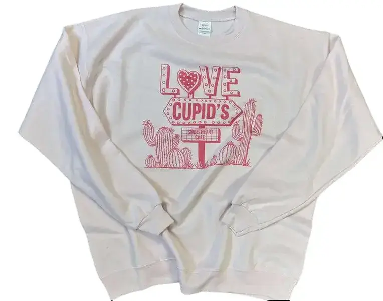 Love Cupids on Hanes Light Pink Sweatshirt