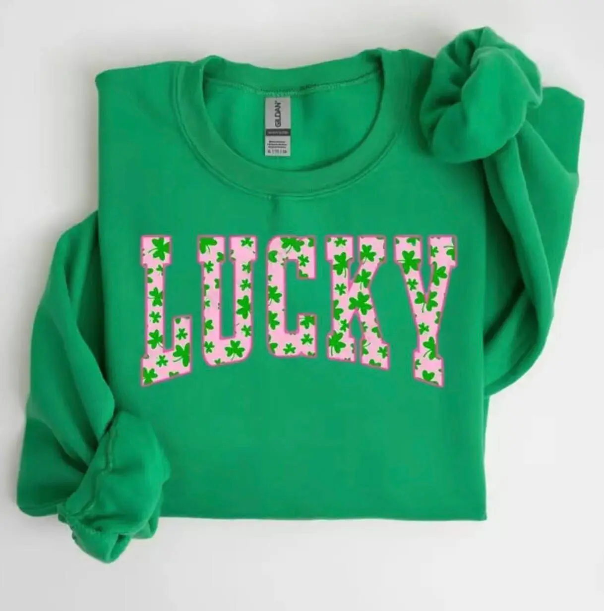 Lucky Clover sweatshirt with green shamrock design, perfect for St. Patrick’s Day, cute Irish holiday sweatshirt, Trendy Irish