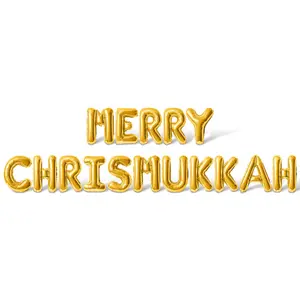 Letter Balloons - MERRY CHRISMUKKAH 16" Inch Alphabet Letters Foil Mylar Balloon Chrismukkah Party Banner