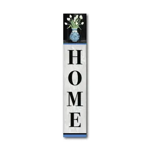 Courtside Market White Tulips Home 7" x 40" Porch Sign