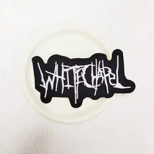 1PCS Whitechapel Embroidered Cloth Patch, White Creative Letter Design Badge, DIY Decorative Patch Patch Patch for Hats, Bags, Shoes, and Clothing, Durable Material with Back Hot Melt Adhesive for Stitching and Washing Resistance