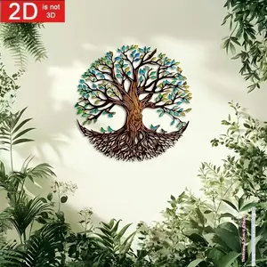 Life Tree Metal Wall Sculpture, 15.75x15.75 Inches, Home Garden Balcony Decor, Moving New Wedding Independence Day Christmas Gift