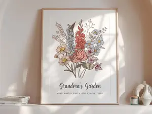 Custom Birth Flower Family Art Print (unframed)