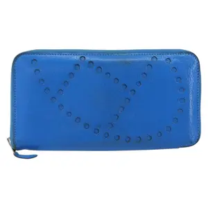 Pre-owned HERMÈS FINAL SALE Small Leather Goods Hermes Evelyne Long Wallet Bleu Hydra