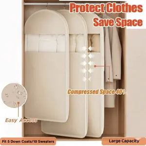 Clothes Storage Compression Bag, Three Sizes Available, Visible Dual-Layer Zipper Hanging Bag, Wardrobe Organization Essential