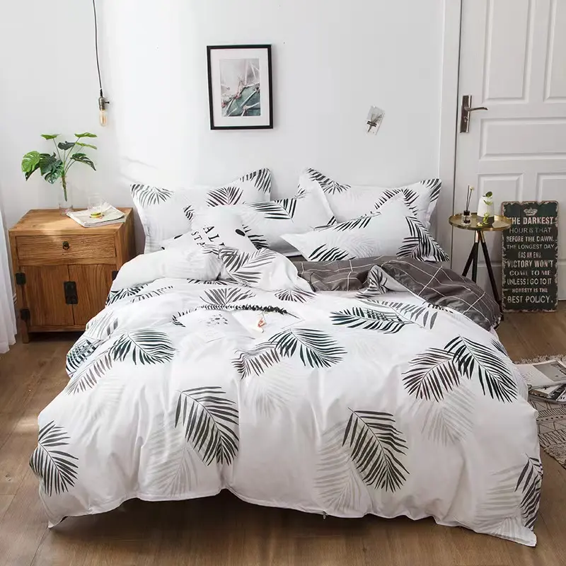 Plant Pattern Bedding Set, 100% Polyester Fiber, Zipper Duvet Cover with Two Pillowcases, Bedroom Decor, Decorative Bedding Set, 3 Piece Set