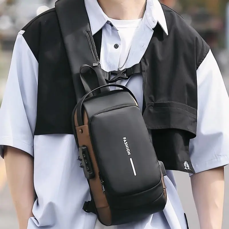 Men's Tactical Chest Bag with Anti-Theft Password Lock - Secure Storage for Everyday Essentials, Motorcycle Gear, and Travel Documents, MOLLE Compatible and Built with Ripstop Fabric