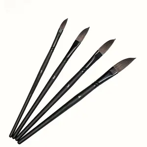 Black Professional Watercolor Brush Set, Detail Paint Brushes, Comfortable Grip, Oblique Head Brush, Imported Nylon Mane, Birch Handle, Metal Collar, Soft Tip, Suitable for Watercolor, Watercolor, Oil Painting, and Acrylic Painting - Artist's Choice