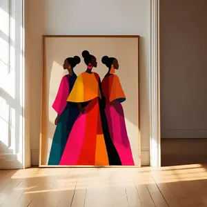 African American Black Woman Print, Geometric Art Y