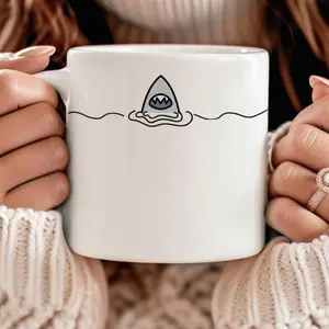 11oz Cute Shark Ceramic Mug – White with Cartoon Shark Design, Microwave & Dishwasher Safe, Perfect Gift for Shark Enthusiasts and Friends, Shark Decor