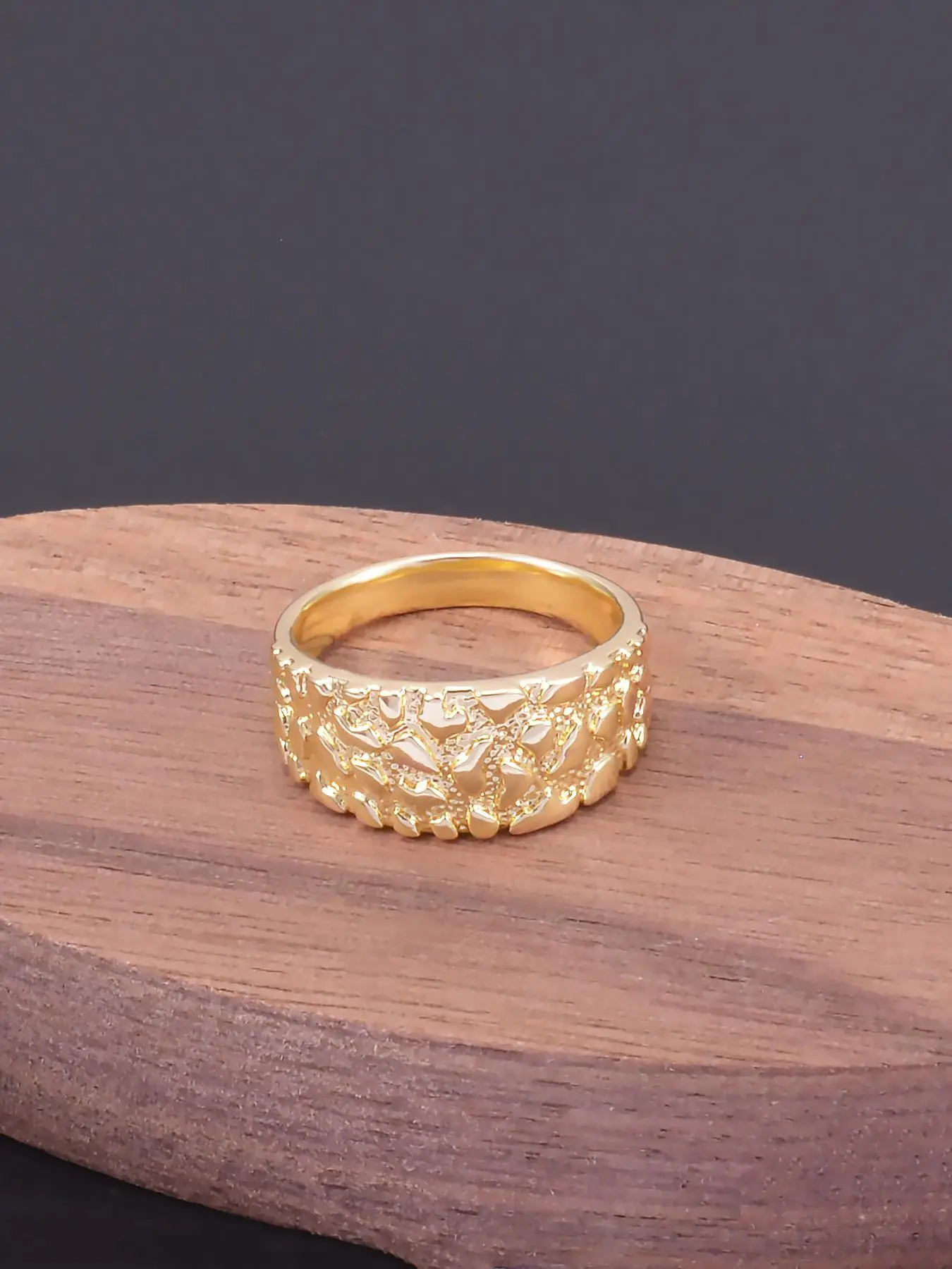 Texture Metal Design Ring, Fashion Jewelry for Party, Daily Clothing Decor, Trendy All-match & Exquisite Jewelry for Birthday Gift